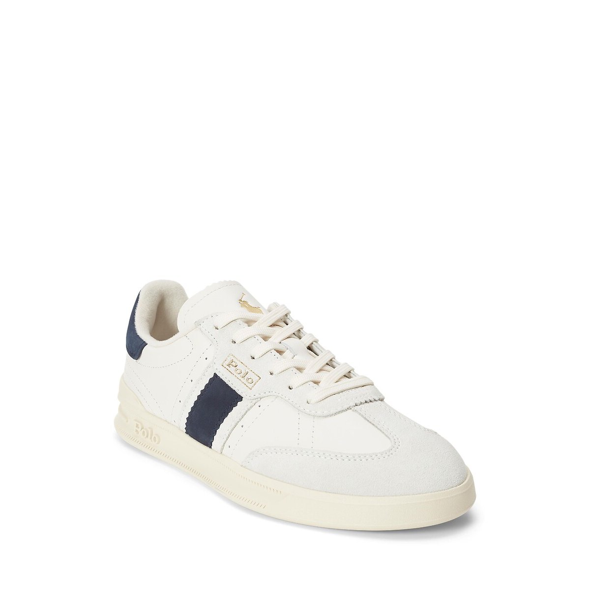 Baskets en cuir HERITAGE AERA blanc/bleu marine, POLO RALPH LAUREN
