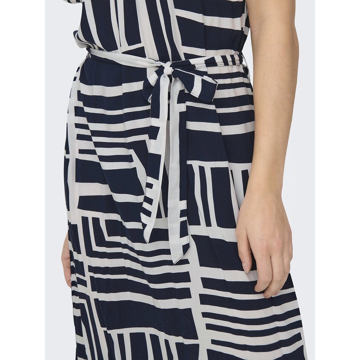 Printed Midi-Length Dress with Belted Waistband black print, JDY