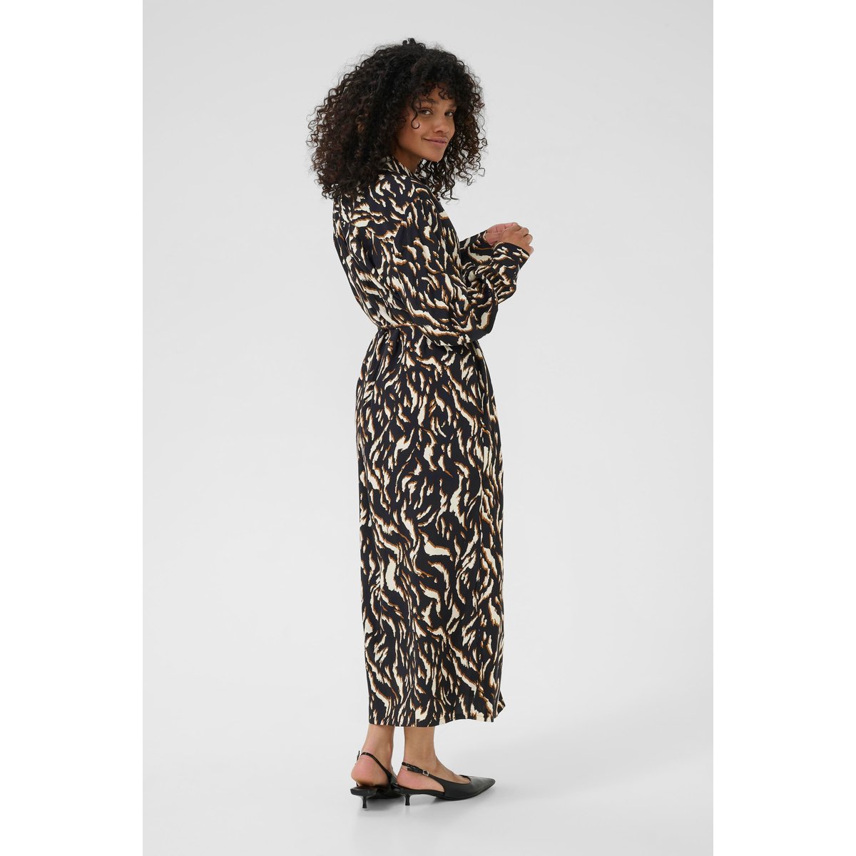 Robe noir marron black/brown graphic animal, KAFFE