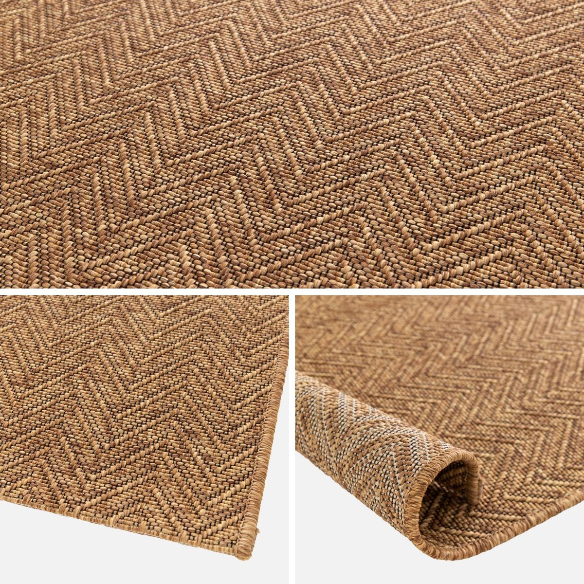 Tapis intérieur rectangulaire OLIVER effet jute coloris caramel, SWEEEK