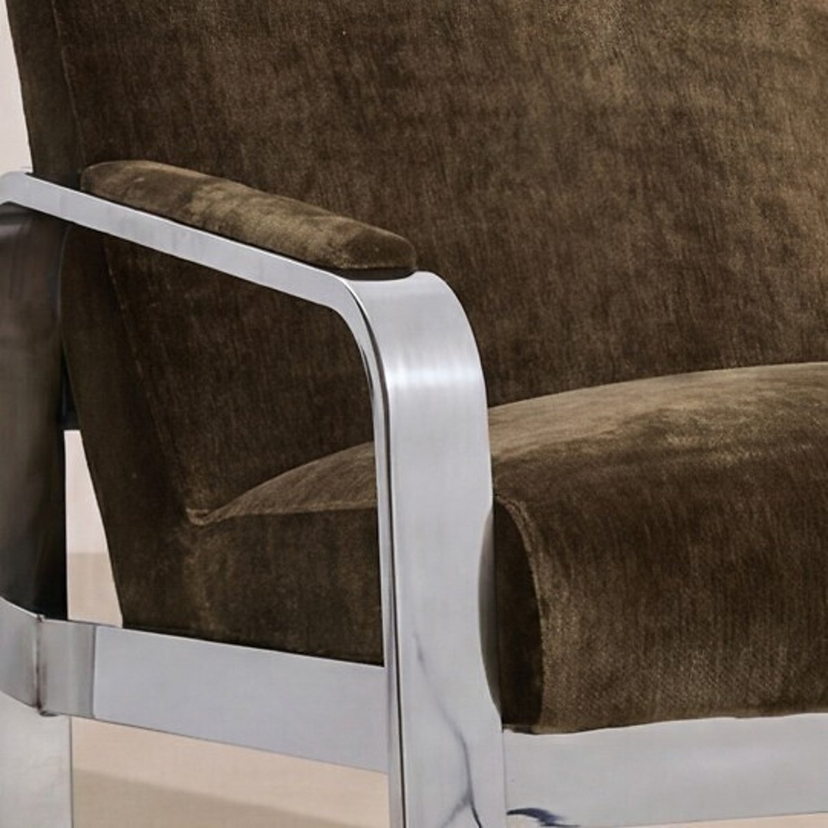 Zenny Chenille Chrome Frame Armchair khaki, ÉDITÉ