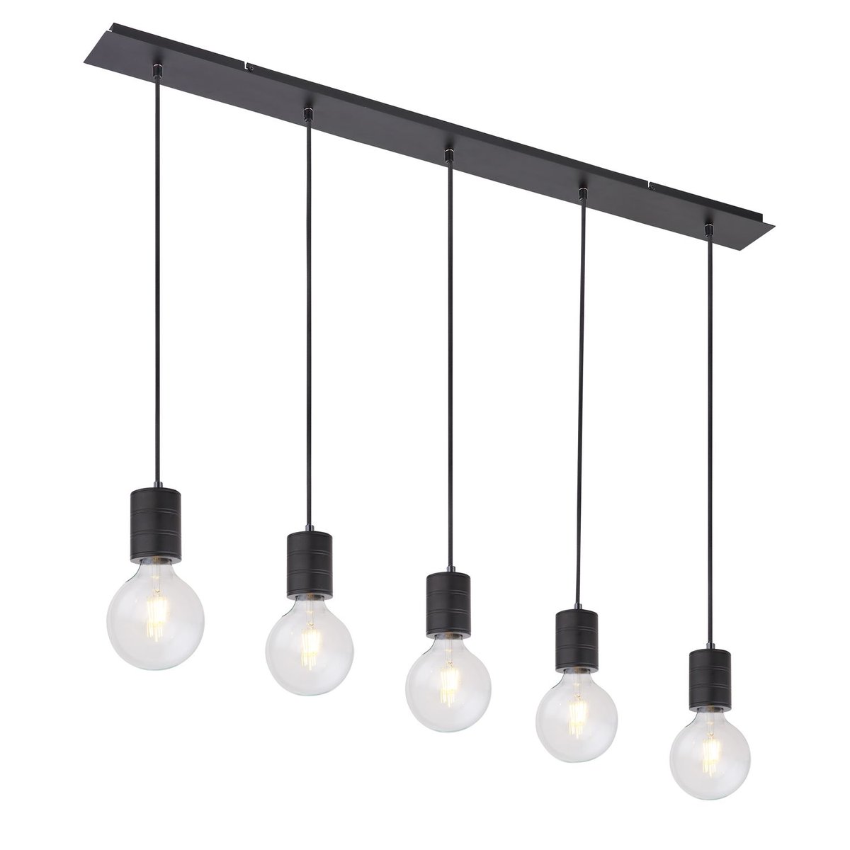 Suspension rectangulaire 4 ampoules en métal design industriel HERMINE noir, GLOBO LIGHTING