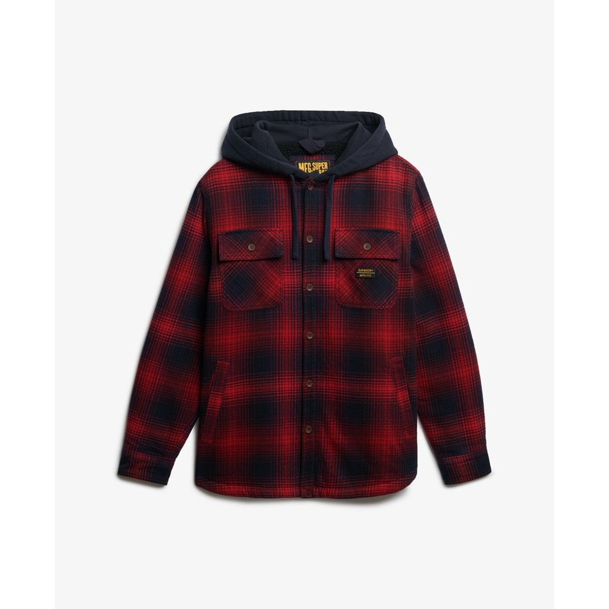 Chemise à capuche et à carreaux Surplus dégradé rouge over, SUPERDRY