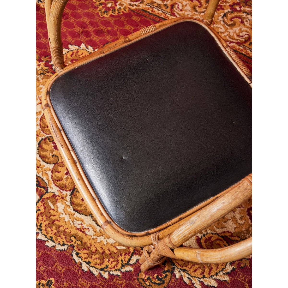Paire de fauteuils en osier et cuir  Ernest N°711 - Bon état noir, DEBONGOUT