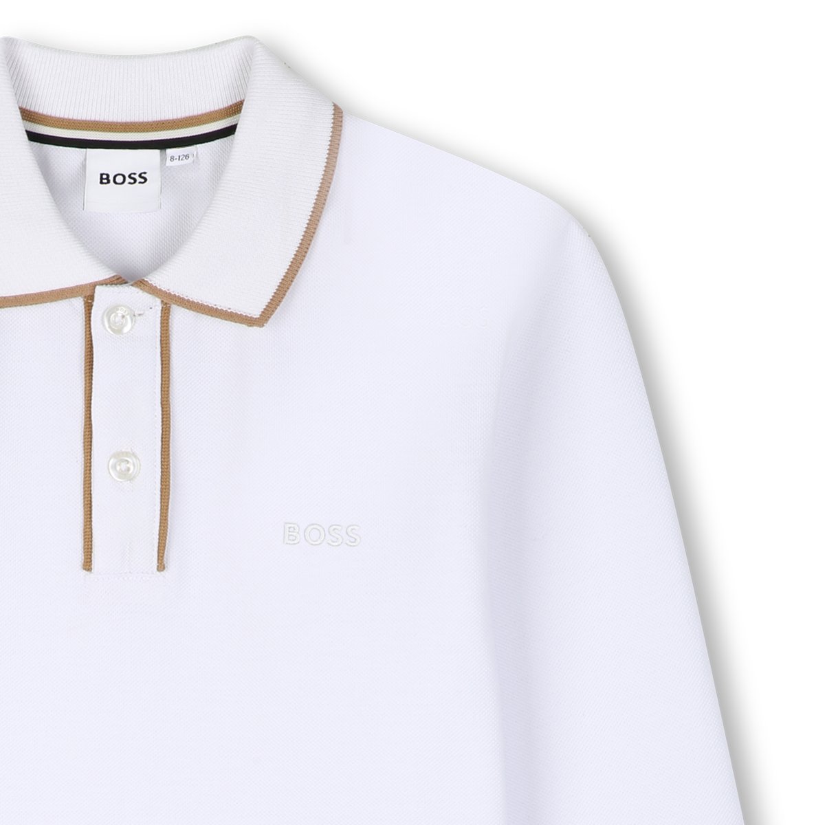 Polo manches longues blanc, BOSS KIDSWEAR