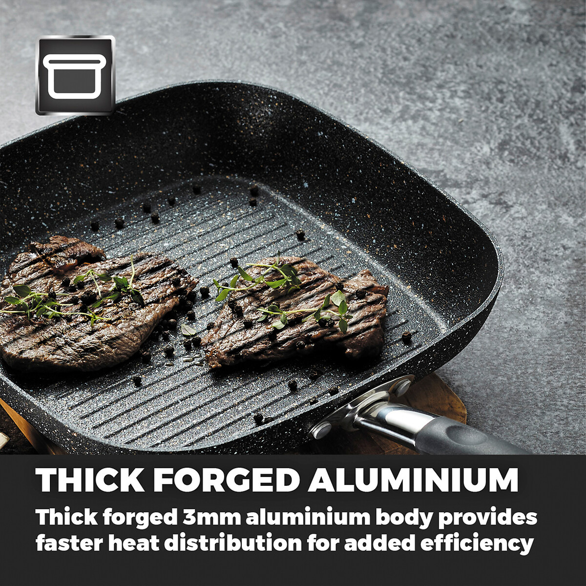 28cm Precision Non-Stick Grill Pan black, TOWER