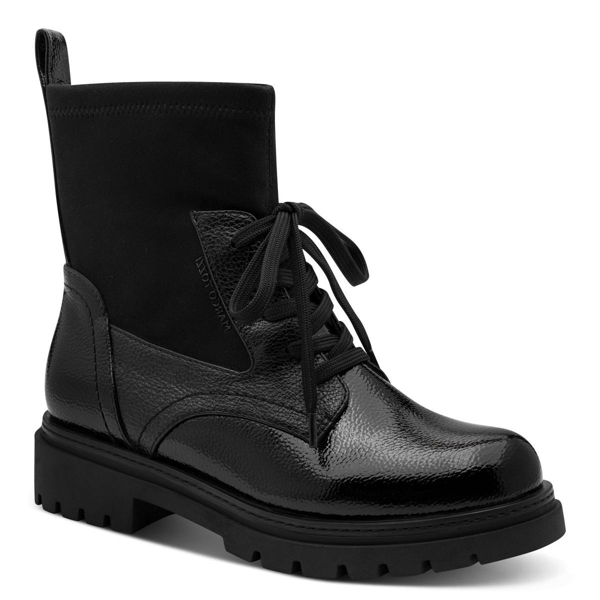 Bottine talon bloc noir laque combiné, MARCO TOZZI