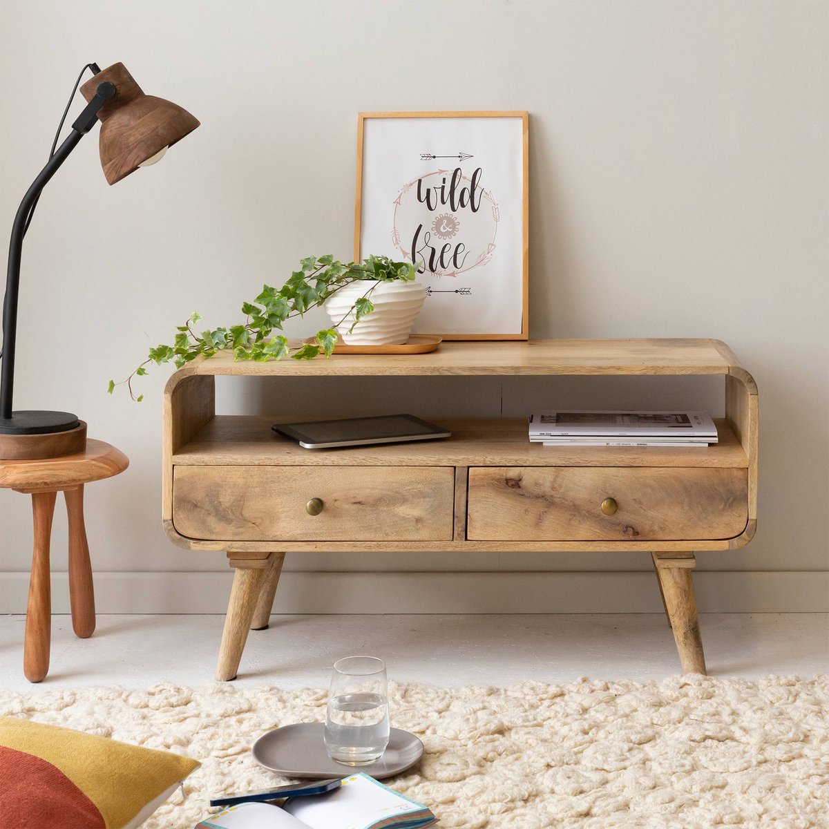 Meuble TV en bois de manguier MAEVA bois clair, MADE IN MEUBLES 