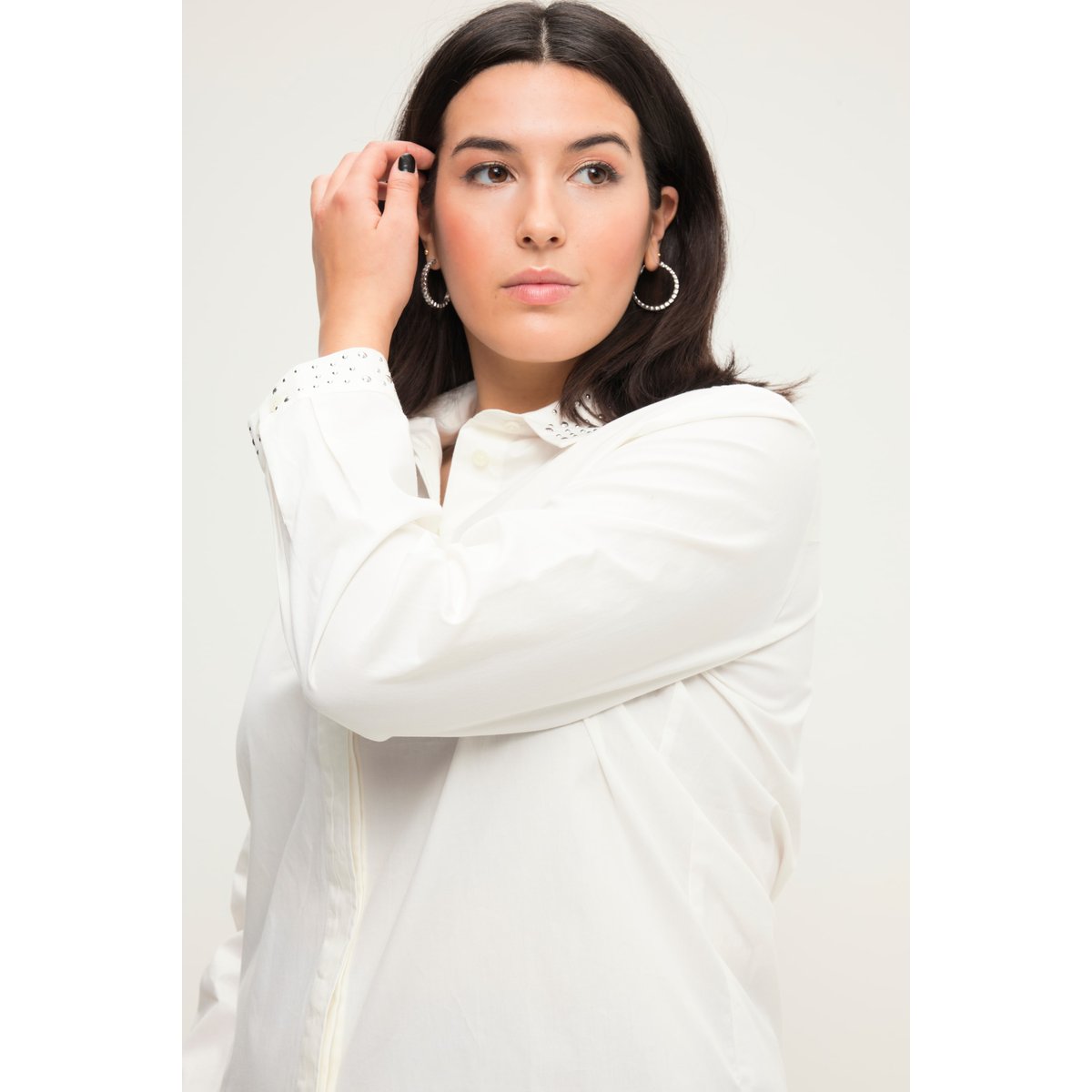Chemise coupe Loose à col de chemise blanc cassé, STUDIO UNTOLD