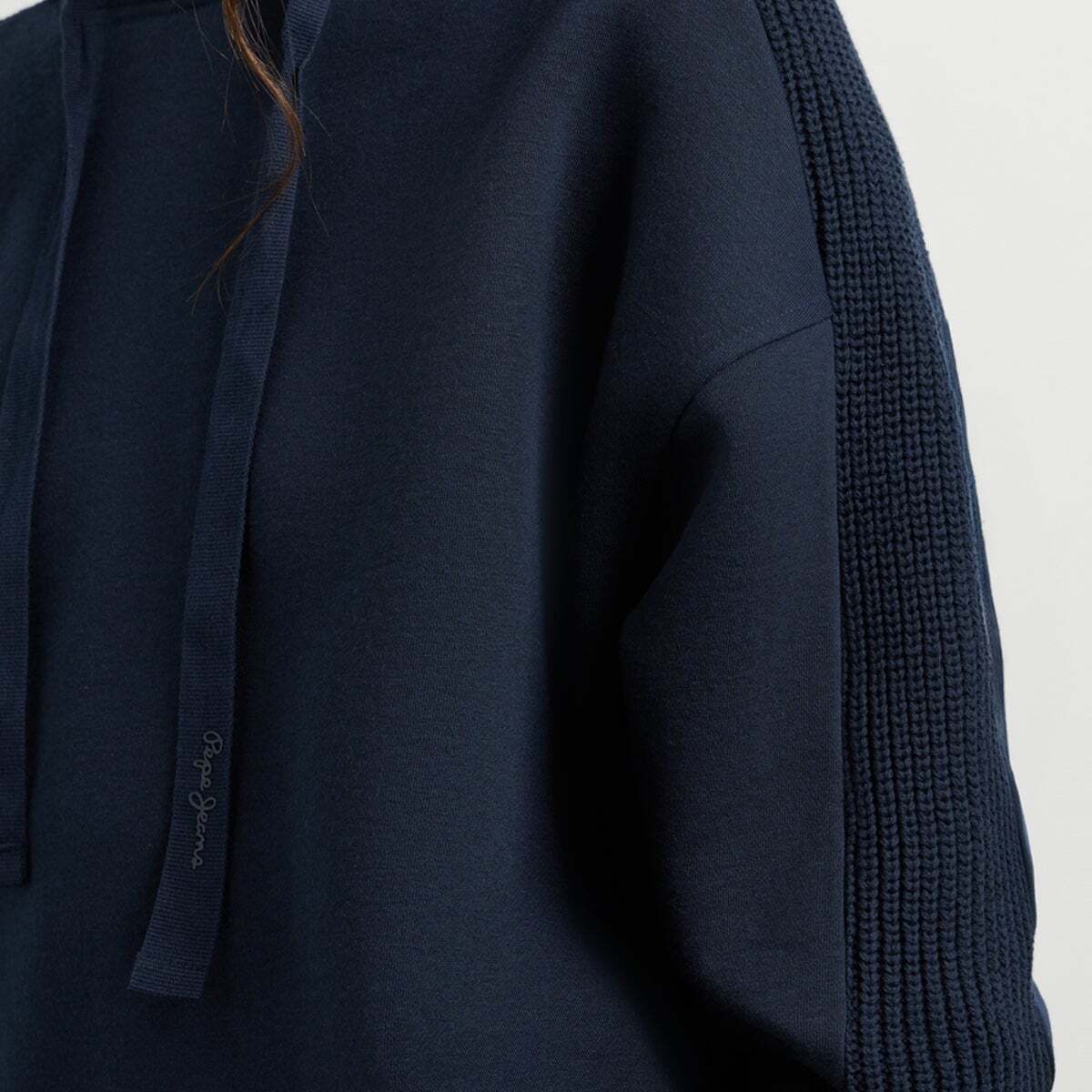 Sweat À Capuche Manches En Maille bleu dulwich, PEPE JEANS