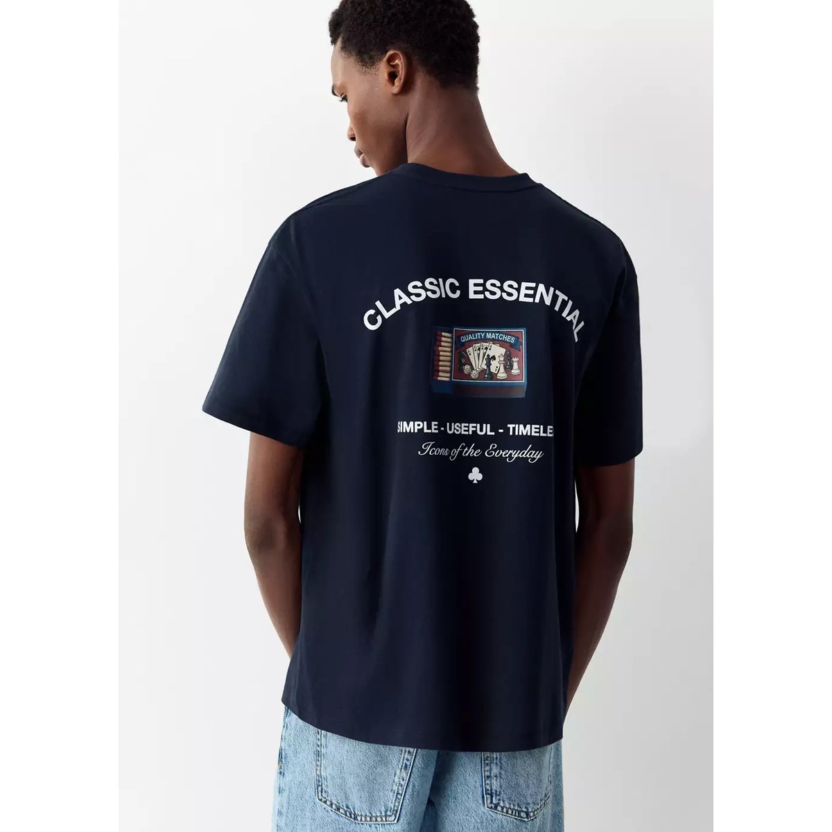 T-shirt 100 % coton imprimé bleu marine, MANGO TEEN