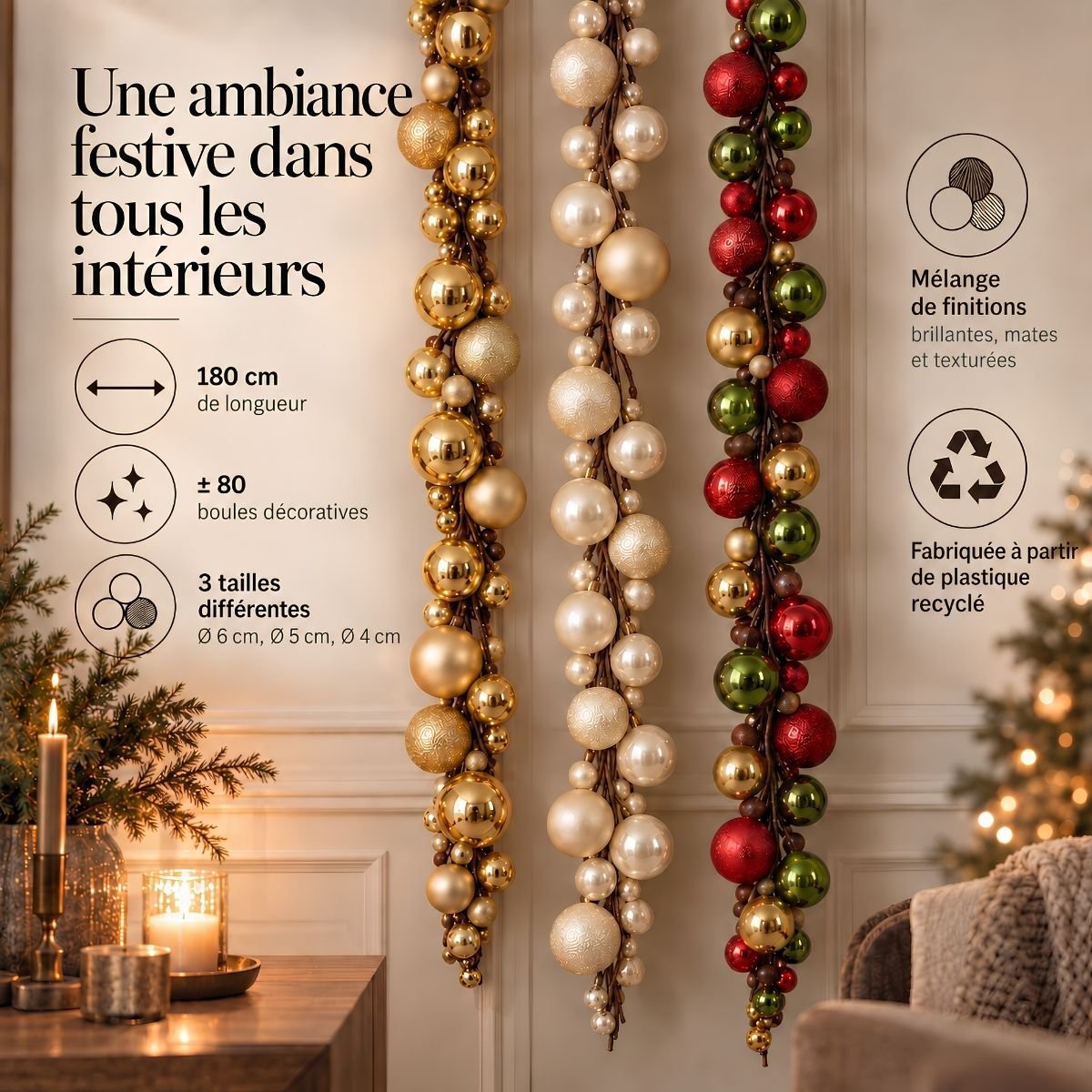 Guirlande de Noël or, MICA DECORATIONS