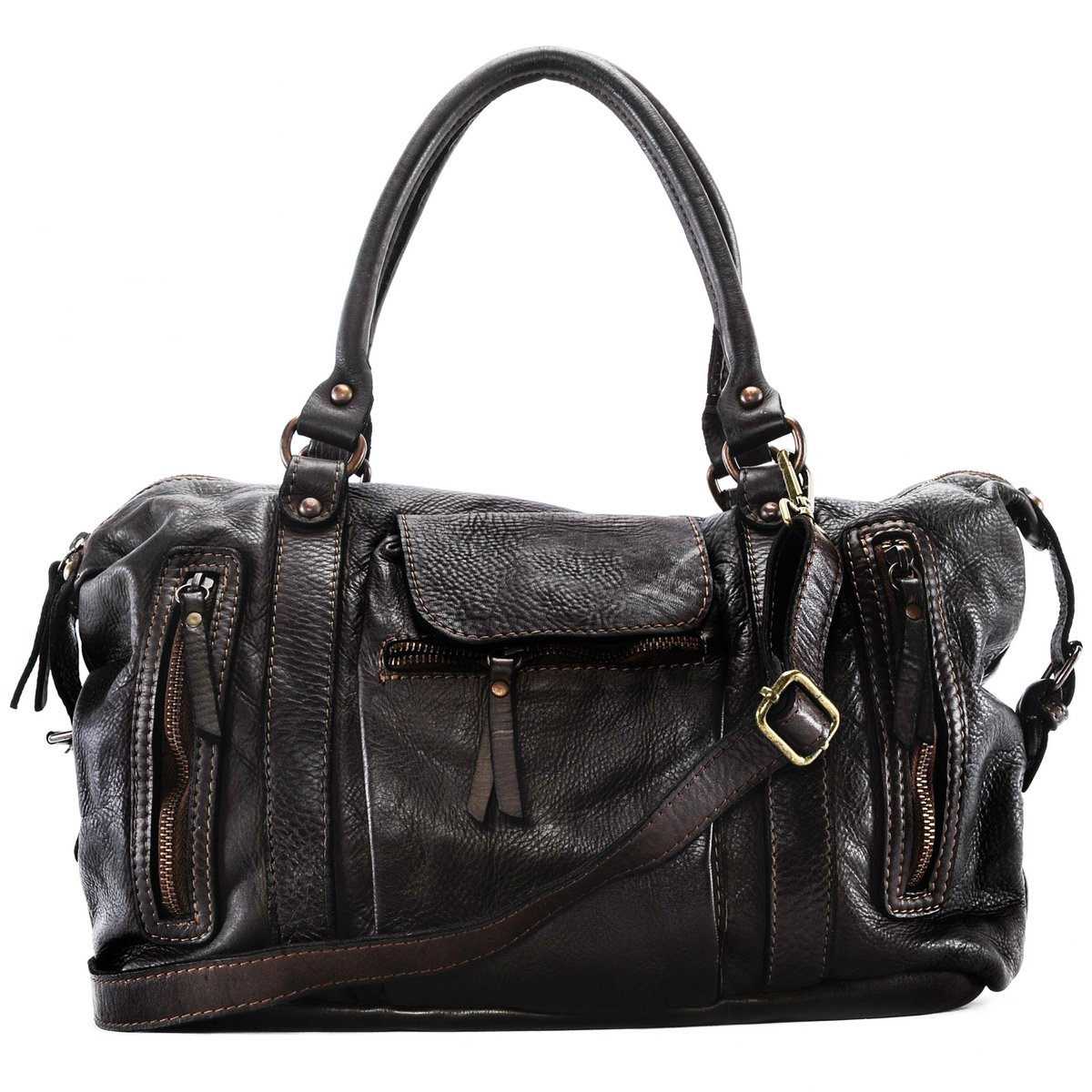 Sac à main en cuir vintage italien MISS MY marron foncé, OH MY BAG