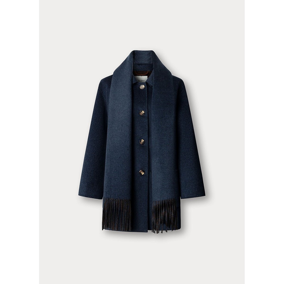 Manteau en drap de laine avec écharpe intégrée bleu marine, PEPE JEANS