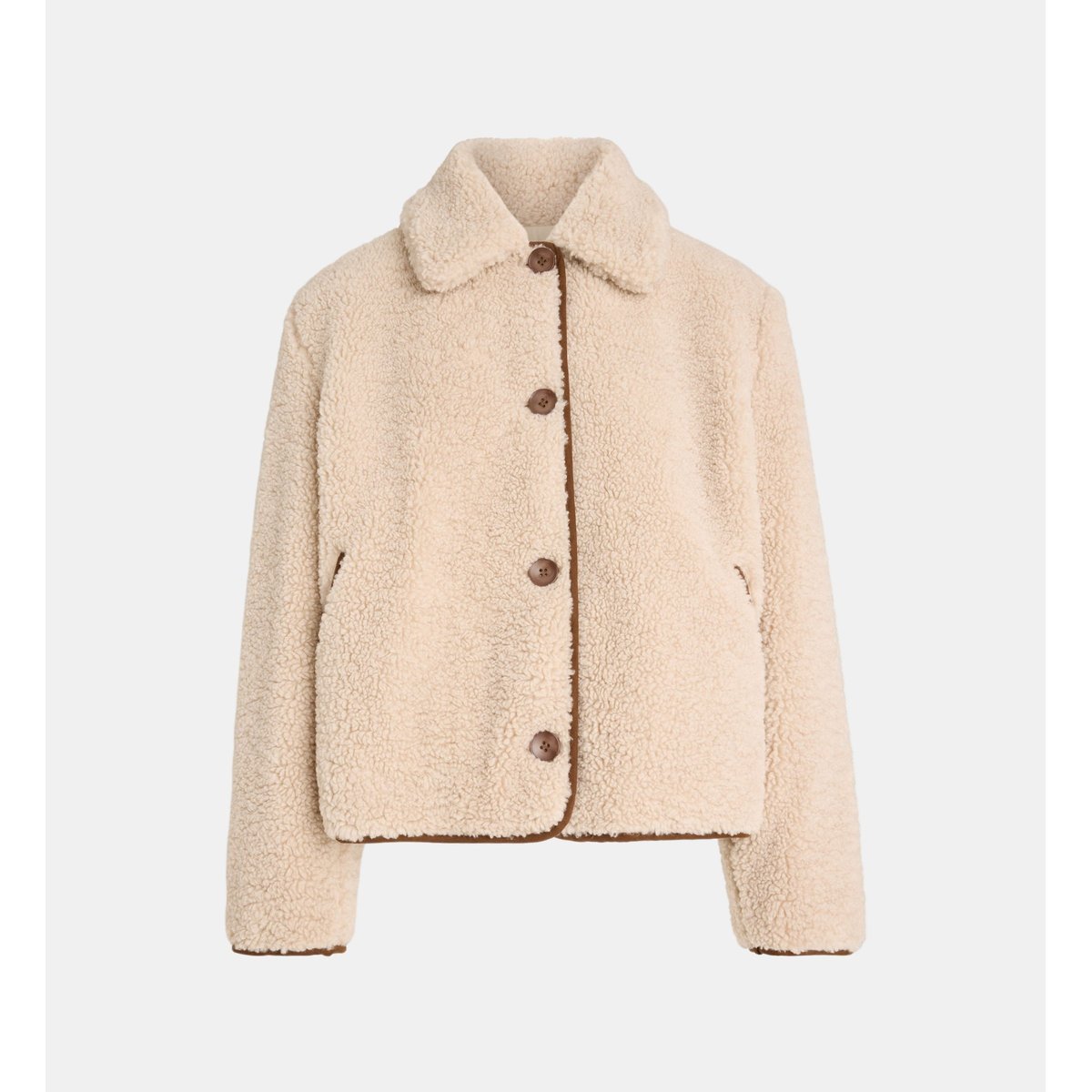 Blouson droit réversible effet sherpa écru, GALERIES LAFAYETTE