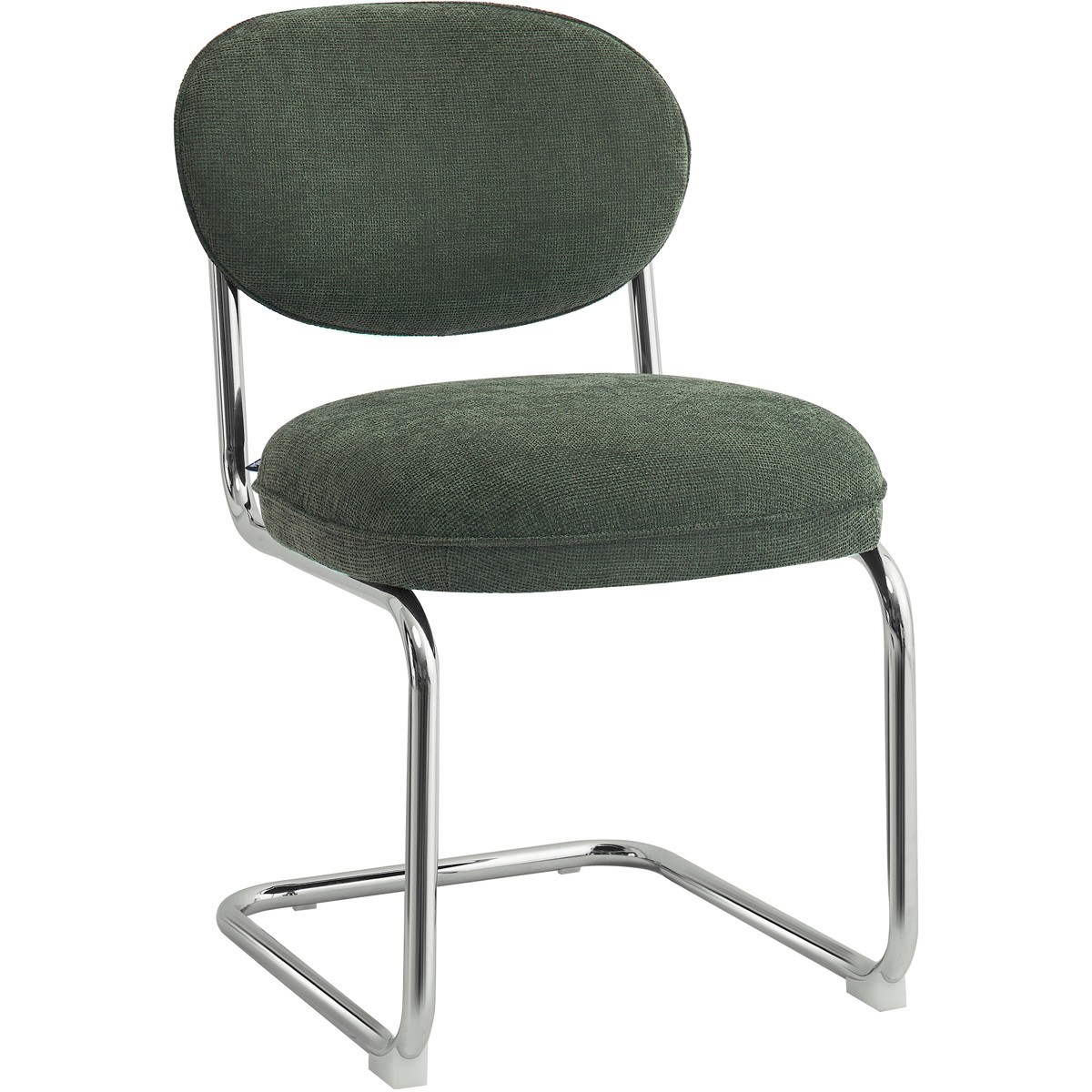 Lot de 2 chaises de salle à manger chromées en tissu chenille - LOU vert, HOMIFAB