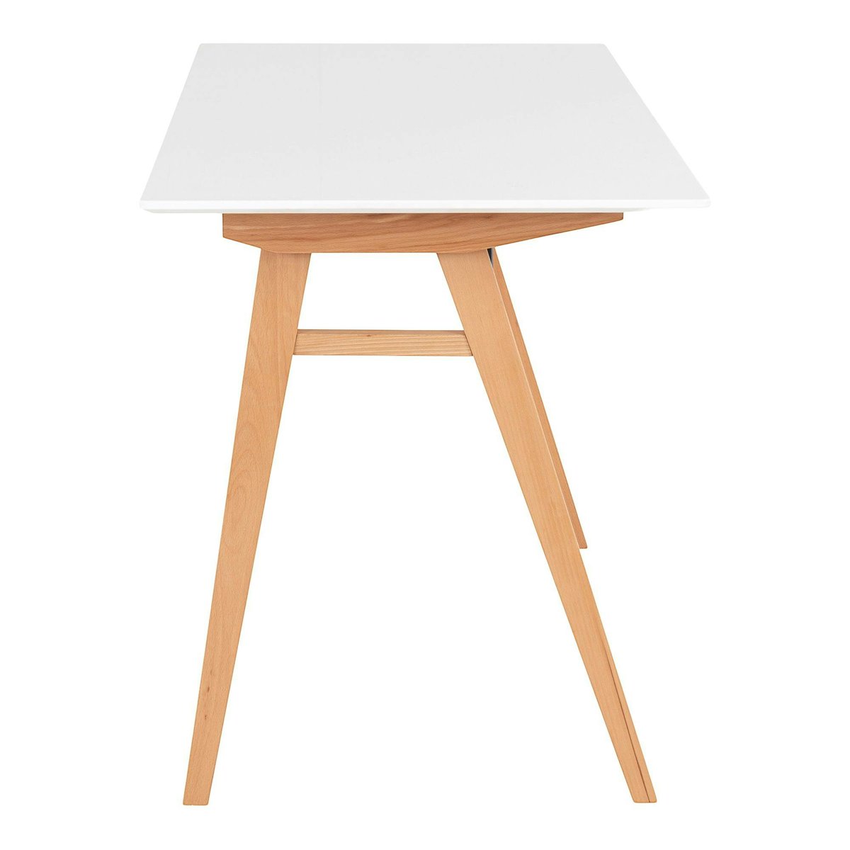 Bureau blanc moderne pieds bois style tréteau 120 cm OTTA blanc, PIER IMPORT