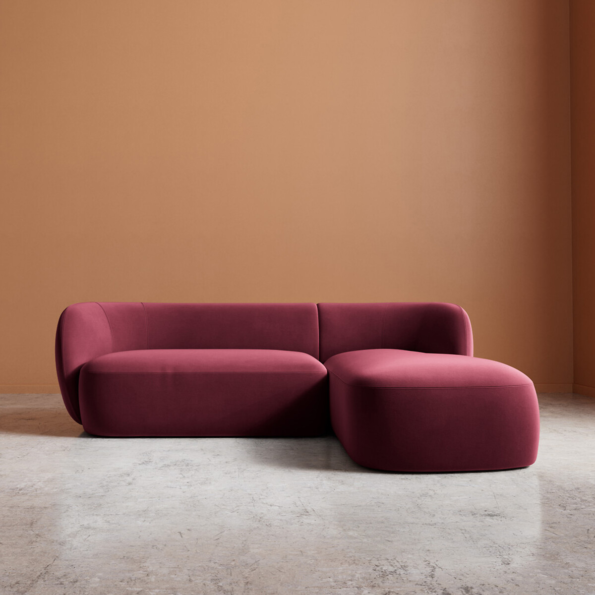 Alban Easy Velvet Corner Chaise Sofa burgundy, SWOON