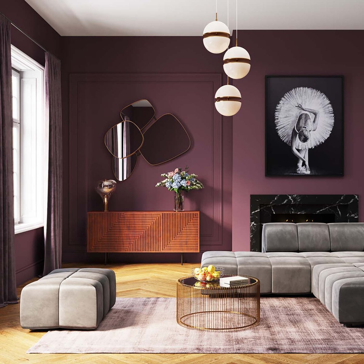 Repose-pieds en velours, BELAMI gris, KARE DESIGN