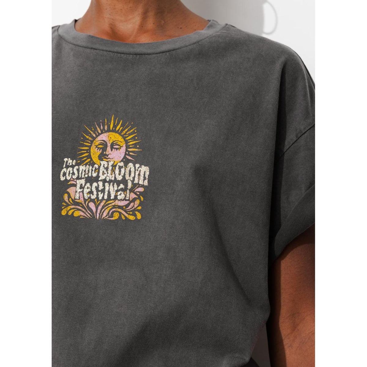 T-shirt message cosmic bloom gris, PROMOD
