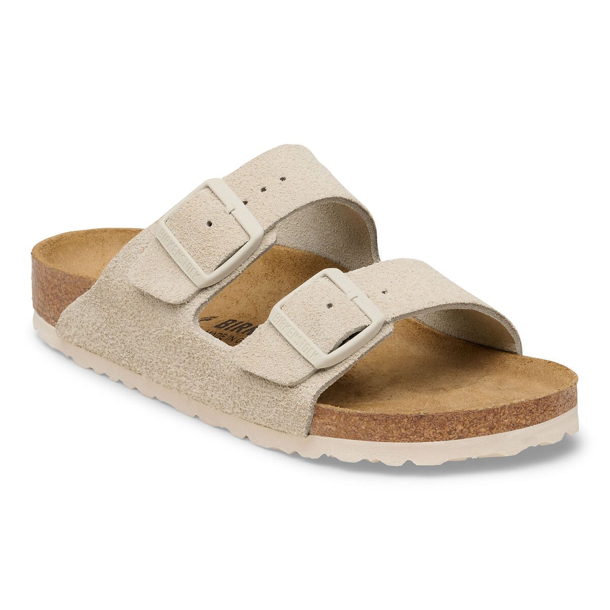 Mules double bride en cuir suédé ARIZONA gris clair, BIRKENSTOCK