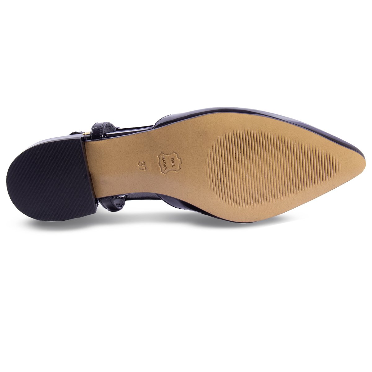 Ballerines slingback Elise cuir vernis noir, JULES & JENN
