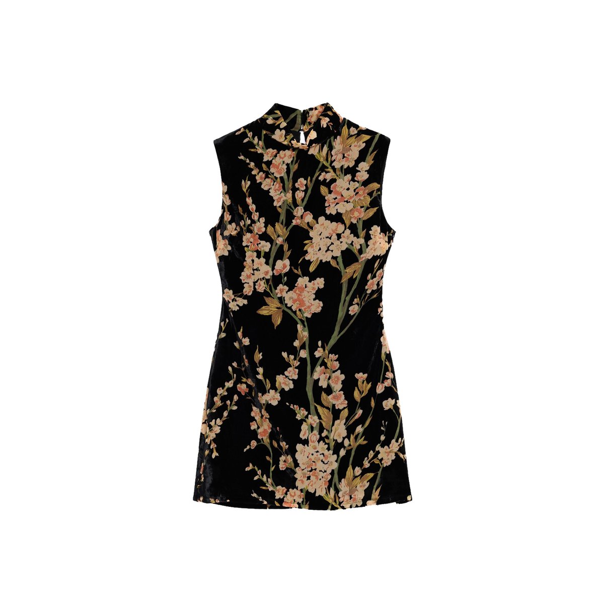 Robe en velours à fleurs noir, DESIGUAL