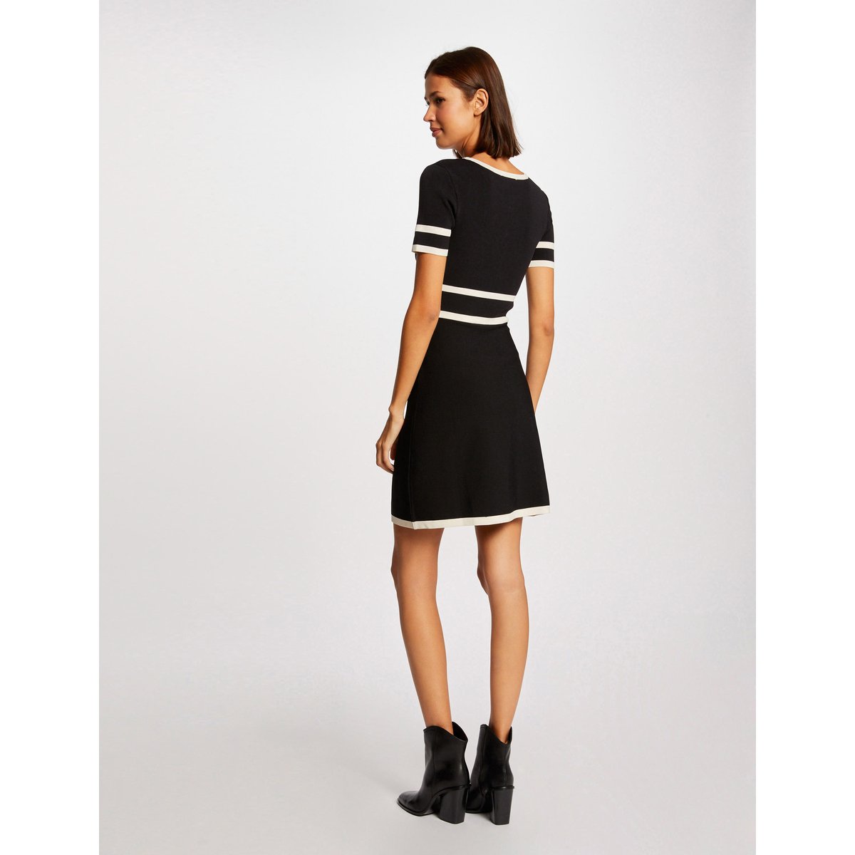 Robe pull droite manches courtes noir, MORGAN