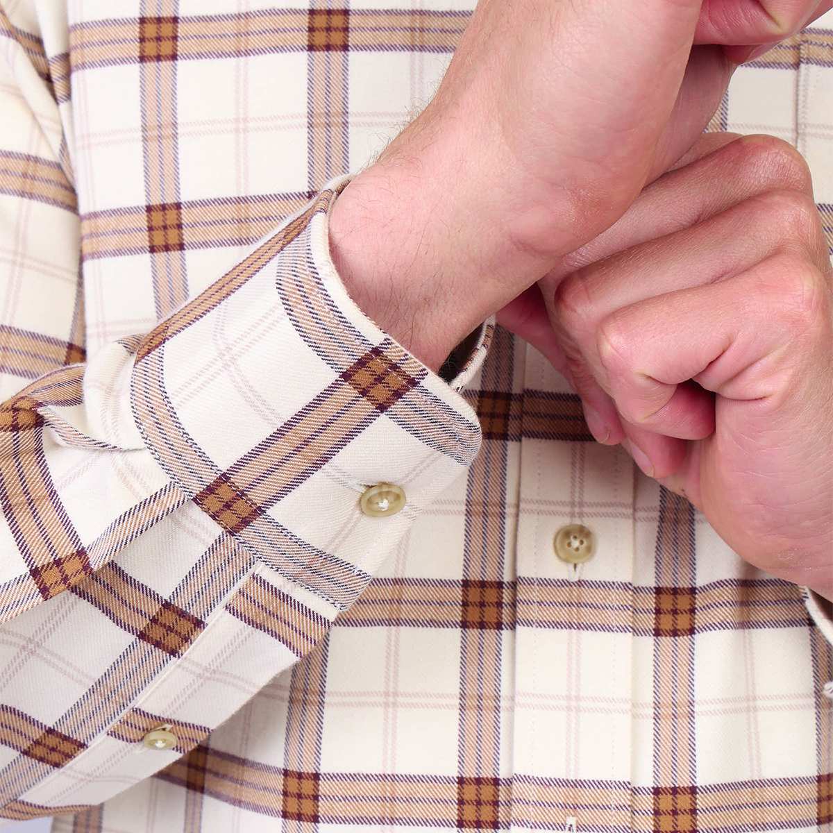 Chemise à carreaux Honore ecru, MISE AU GREEN