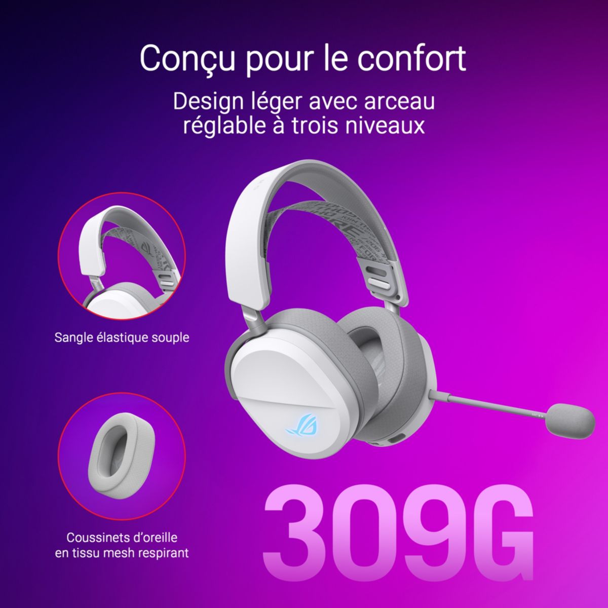 Casque gamer ROG Pelta noir, ASUS