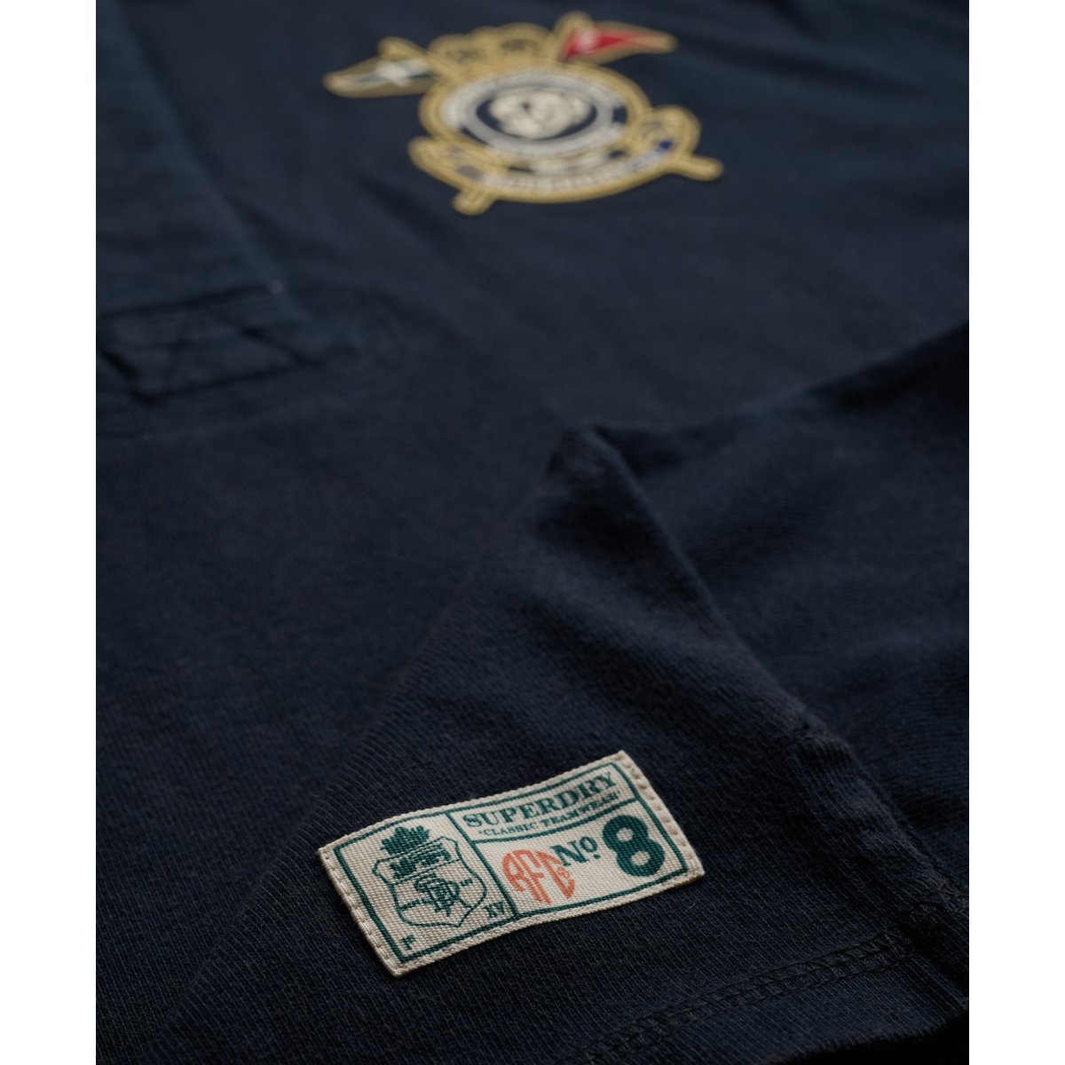 Rugby Shirt Double Emblem Coupe Décontractée bleu marine éclipse, SUPERDRY
