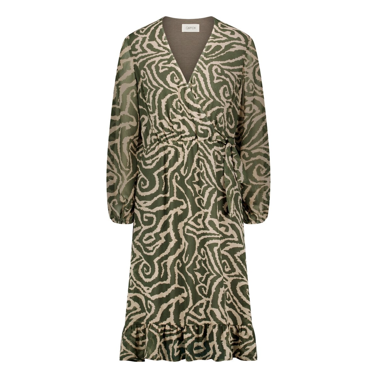Robe en chiffon à motifs khaki/cream, CARTOON