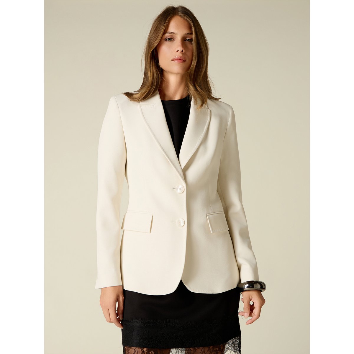 Blazer avec surpiqûres tailleur blanc, OLTRE