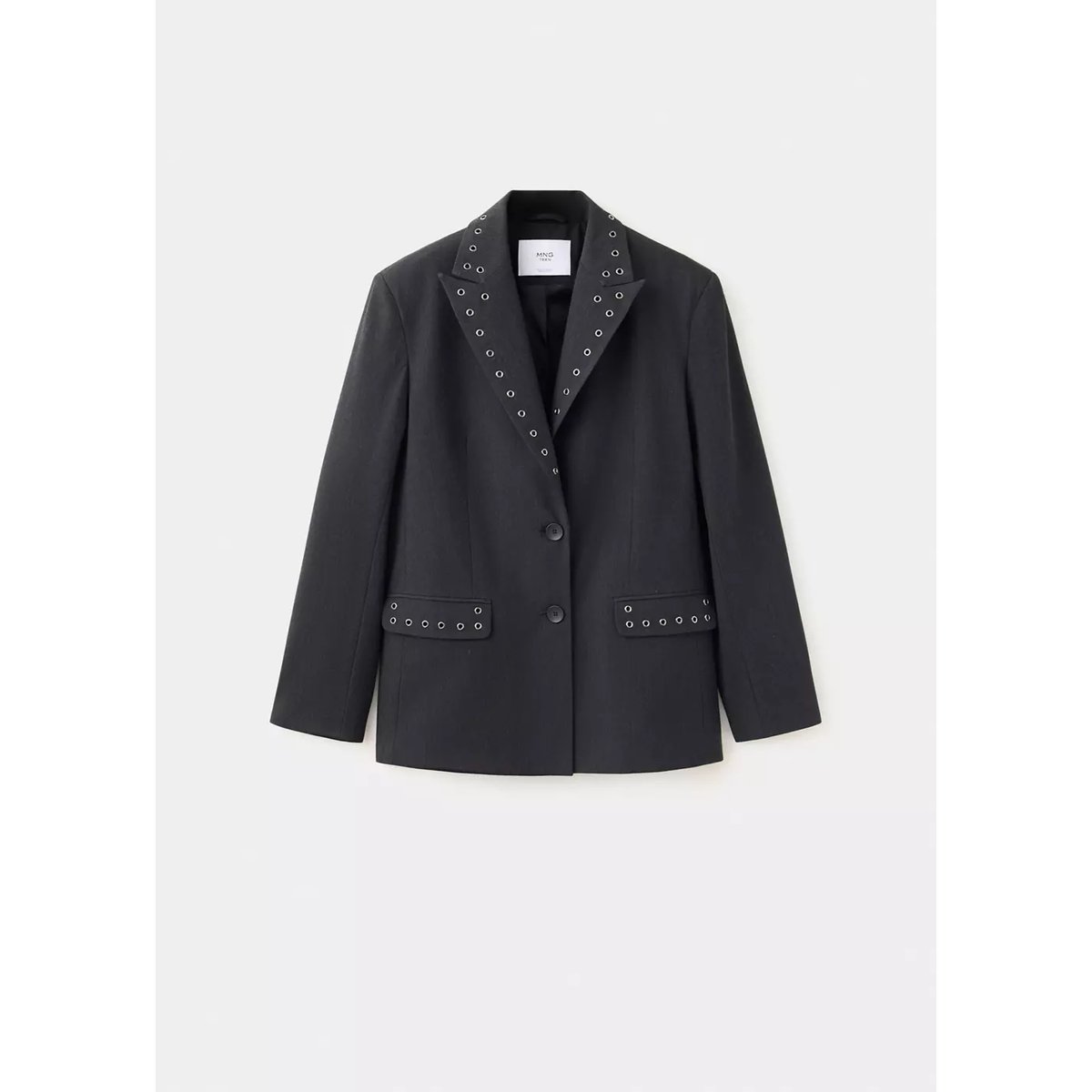 Blazer à revers œillets gris, MANGO TEEN