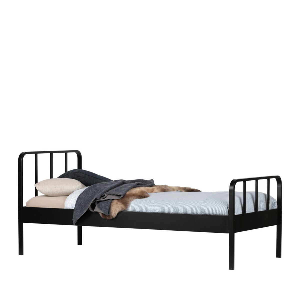 Lit en métal 90x200cm- MEES noir, WOOOD
