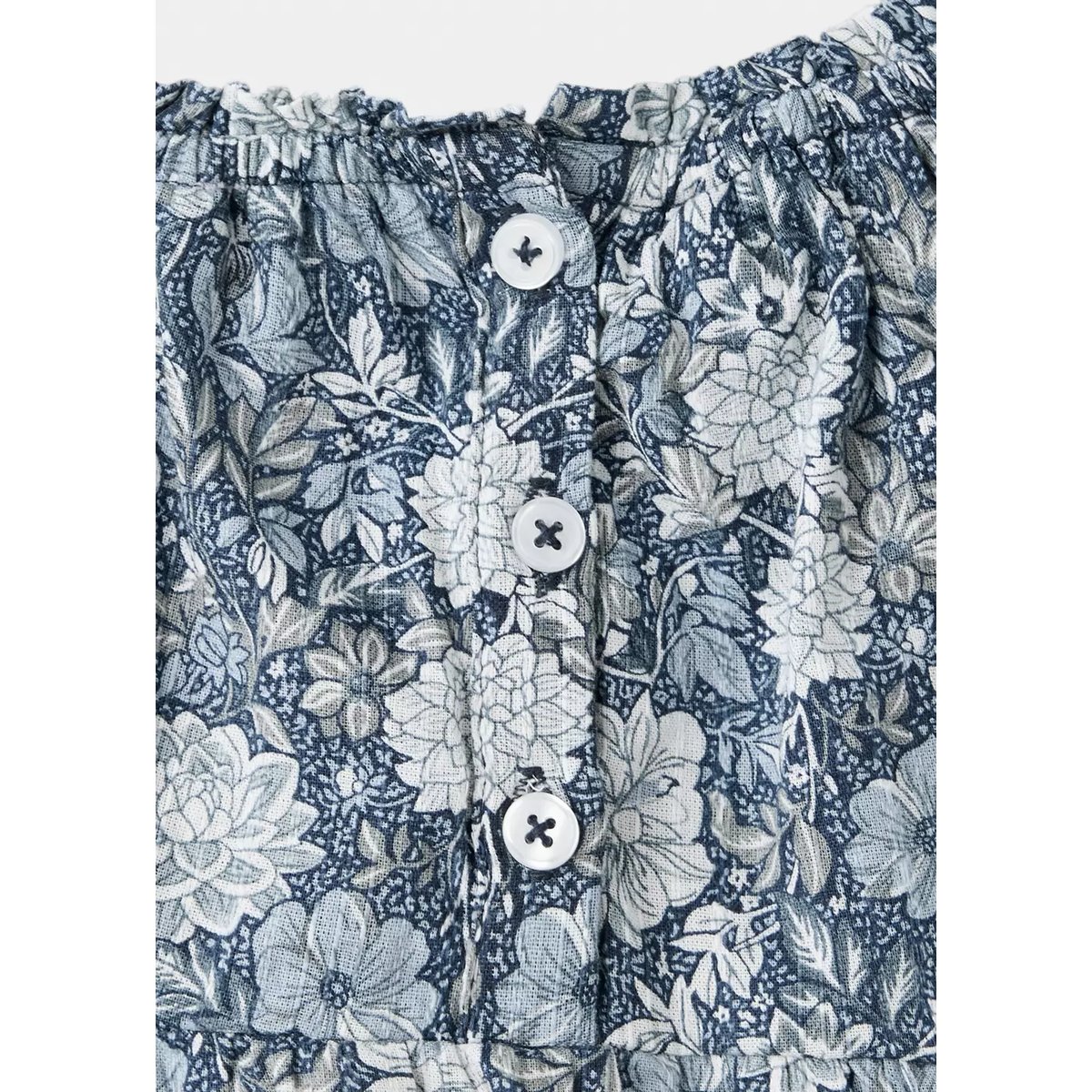 Robe et barboteuse imprimé floral bleu pétrole, MANGO BABY