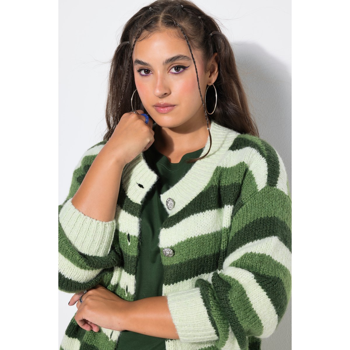 Cardigan oversized à motif rayé cactus, STUDIO UNTOLD