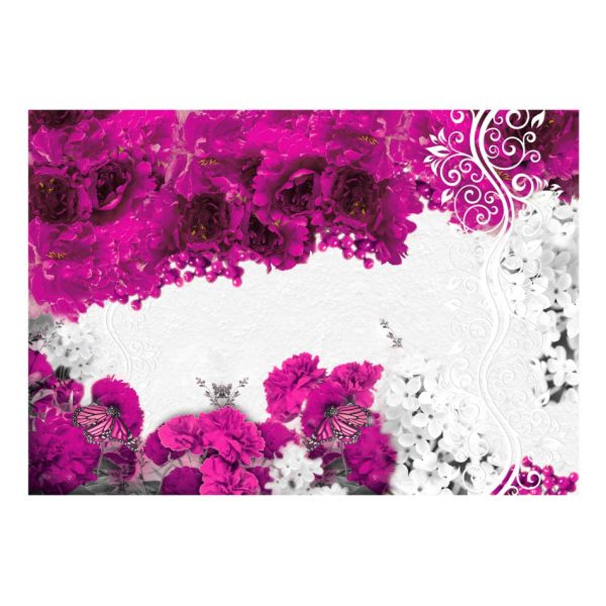 Papier peint intissé panoramique Fleurs Colors of spring: fuchsia blanc, EDEN