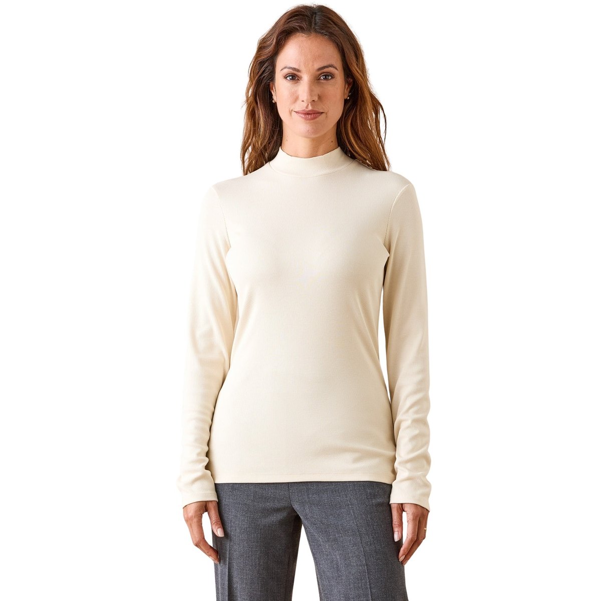 Tee-shirt côtelé manches longues ecru, DAXON