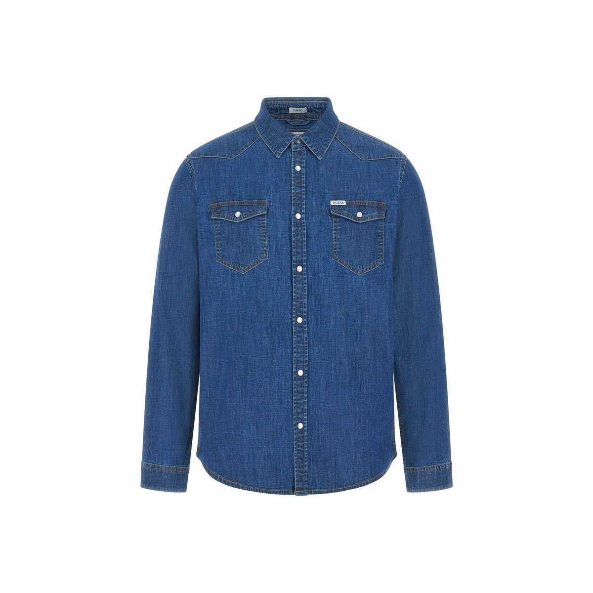 Chemise En Jean Coupe Slim bleu, GUESS