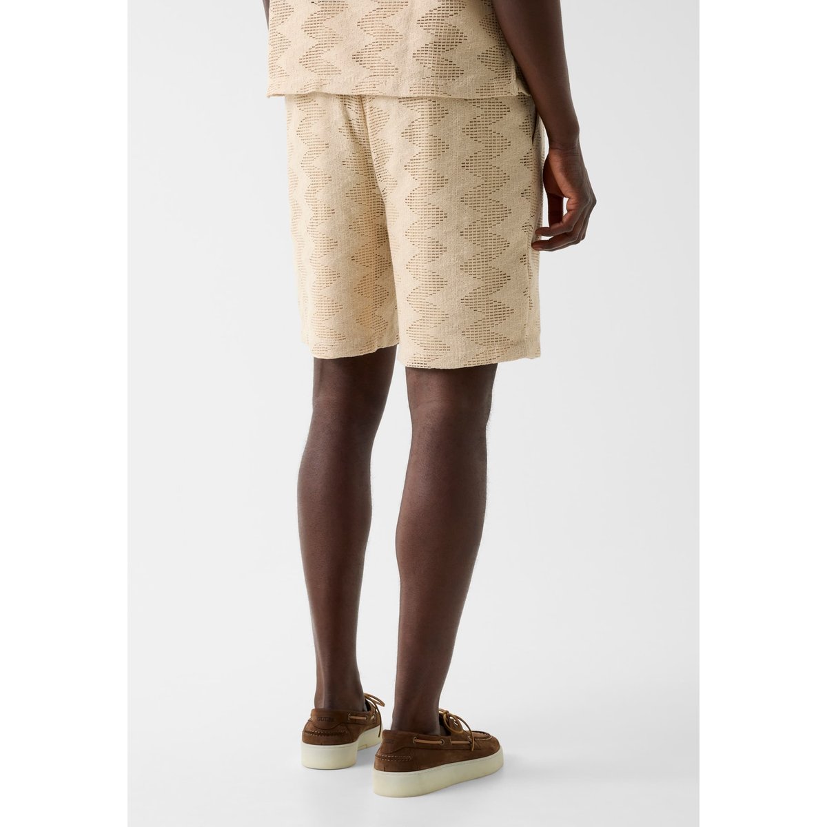 Shorts En Maille Côtelée beige, GUESS