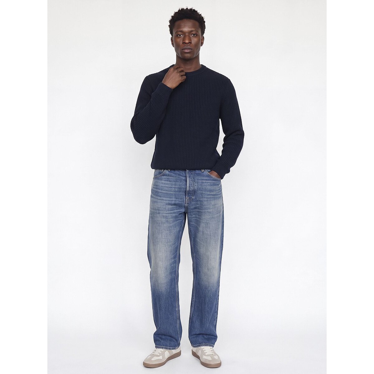 Pull col rond bleu marine, JACK & JONES