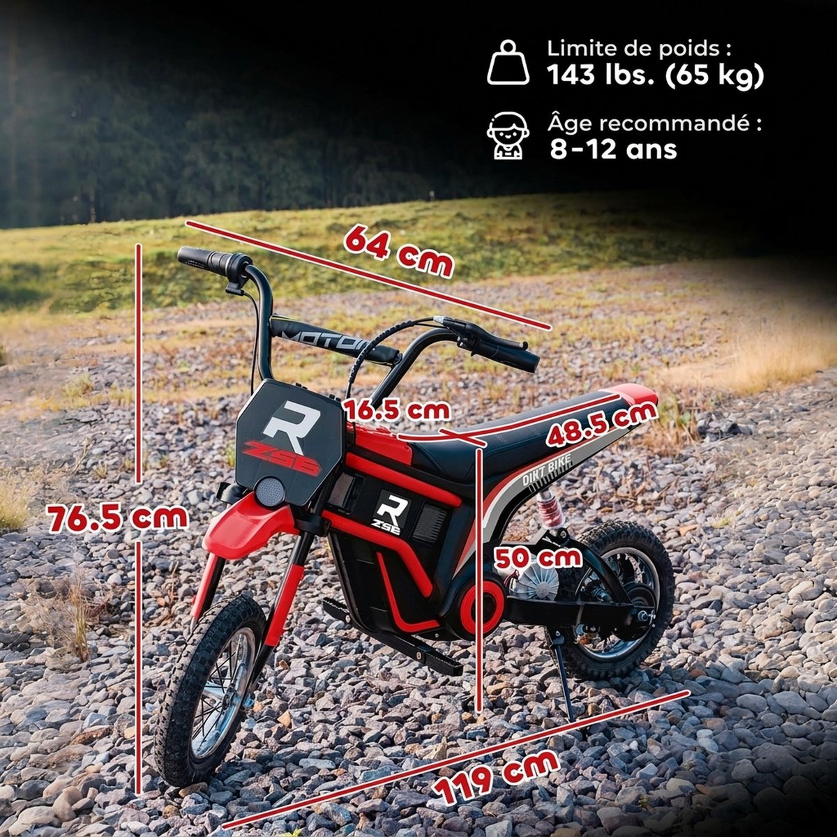 Moto électrique à conducteur assis PP Rouge rouge, HOMCOM