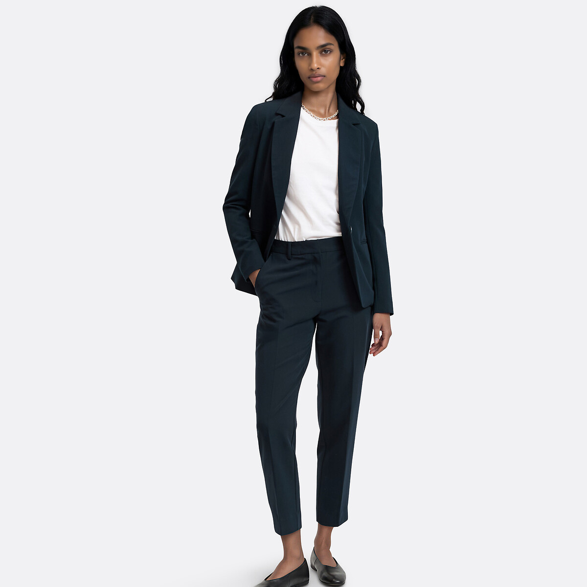 Casaco blazer, corte justo, botão único marinho, LA REDOUTE COLLECTIONS