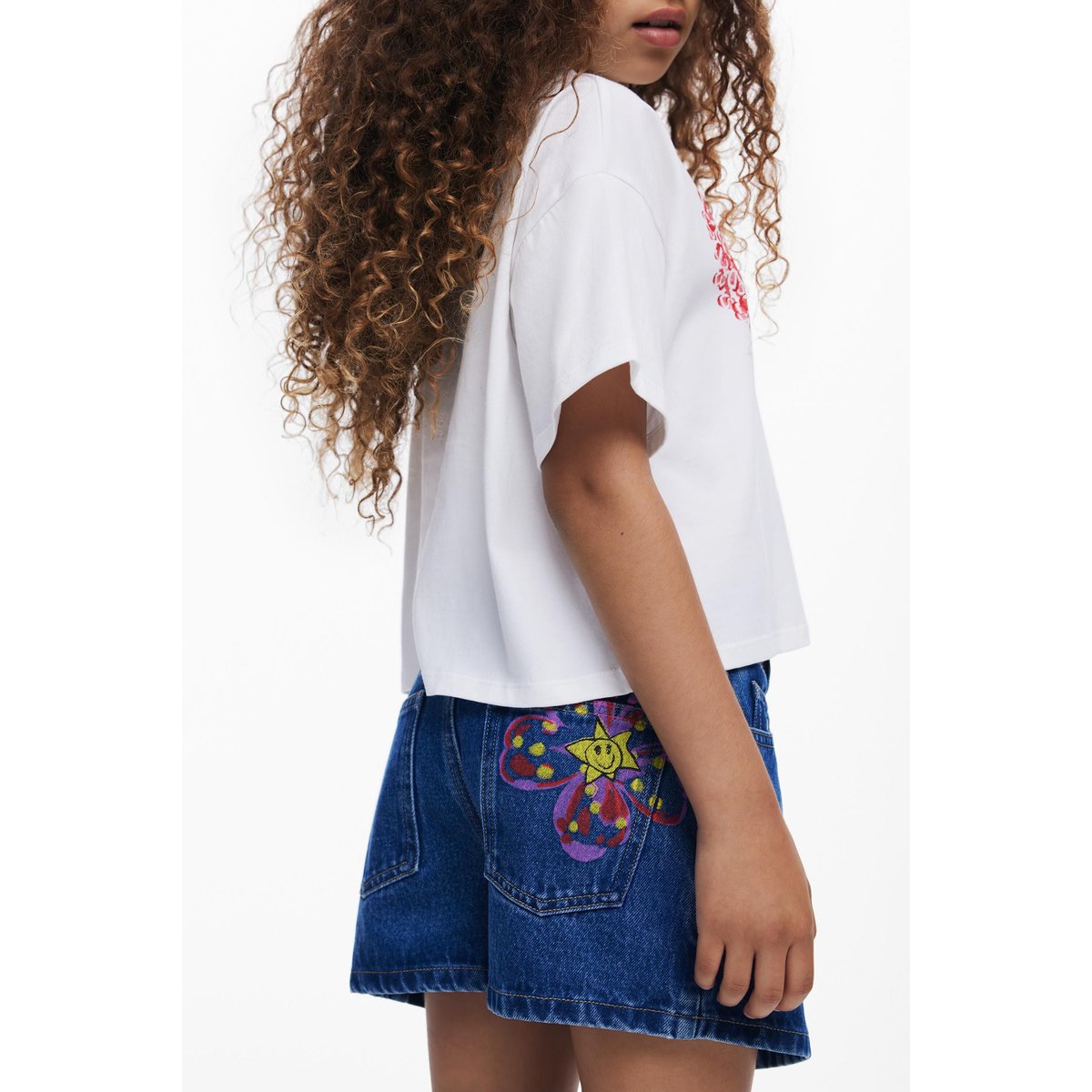 Jupe short en jean bleu clair, DESIGUAL