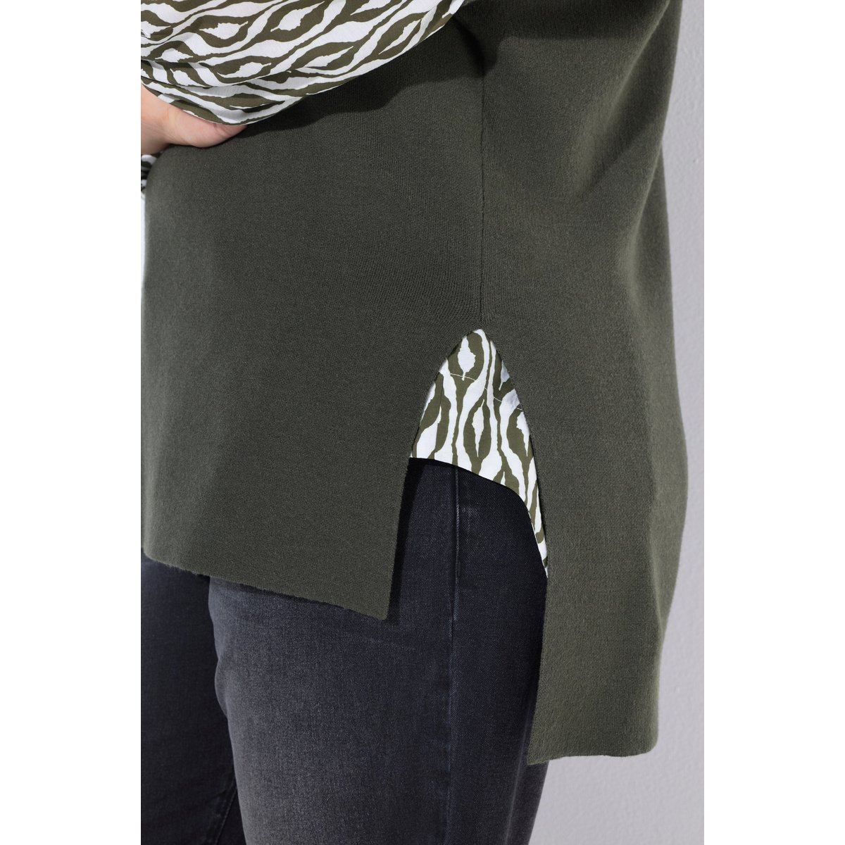 Pull sans manches, coupe oversize kaki foncé, ULLA POPKEN