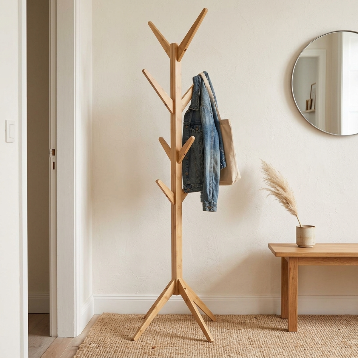 Portemanteau arbre en bambou - TIA bois clair, CALICOSY