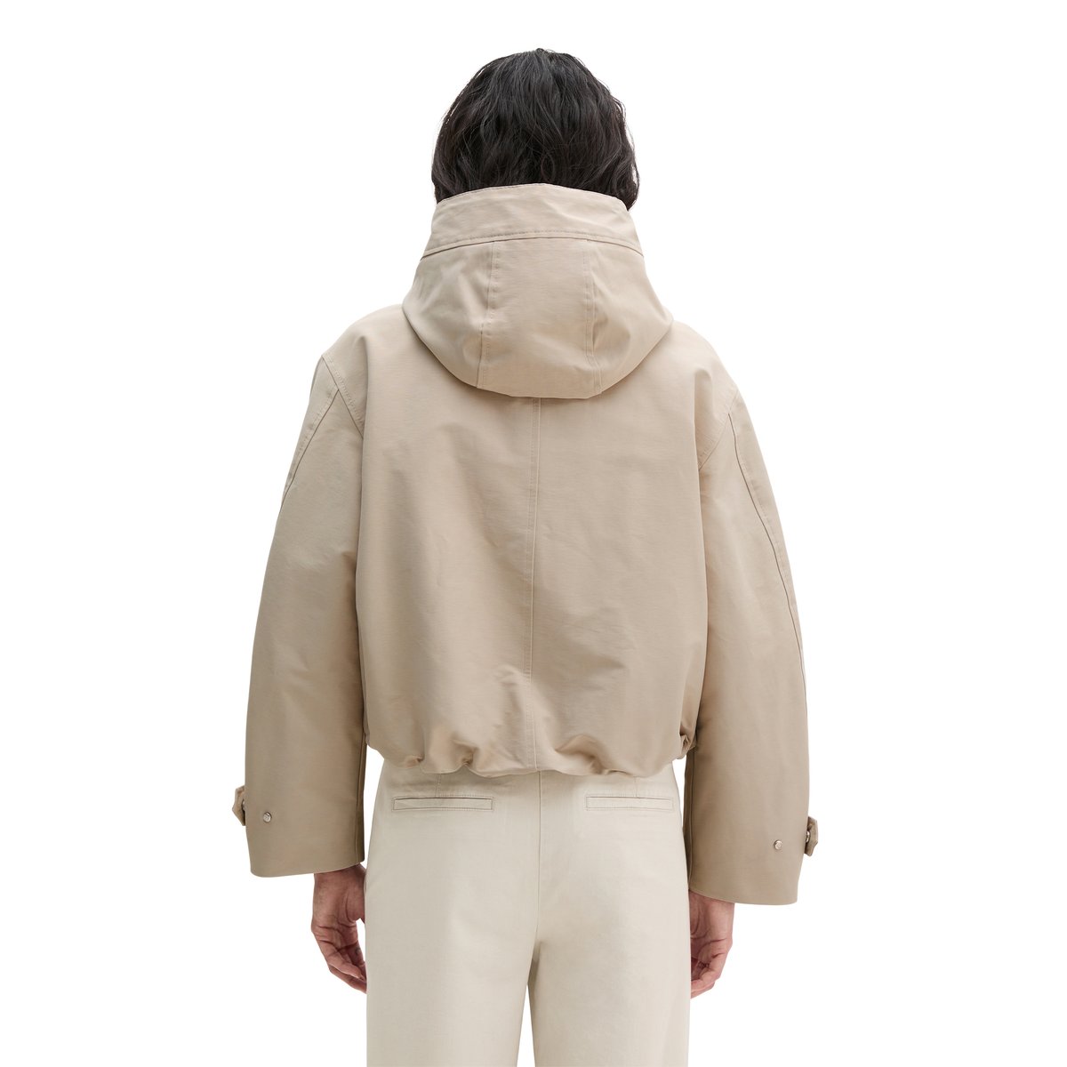 Veste en toile avec capuche relaxed en mélange de coton et de nylon gris clair, MARC O'POLO