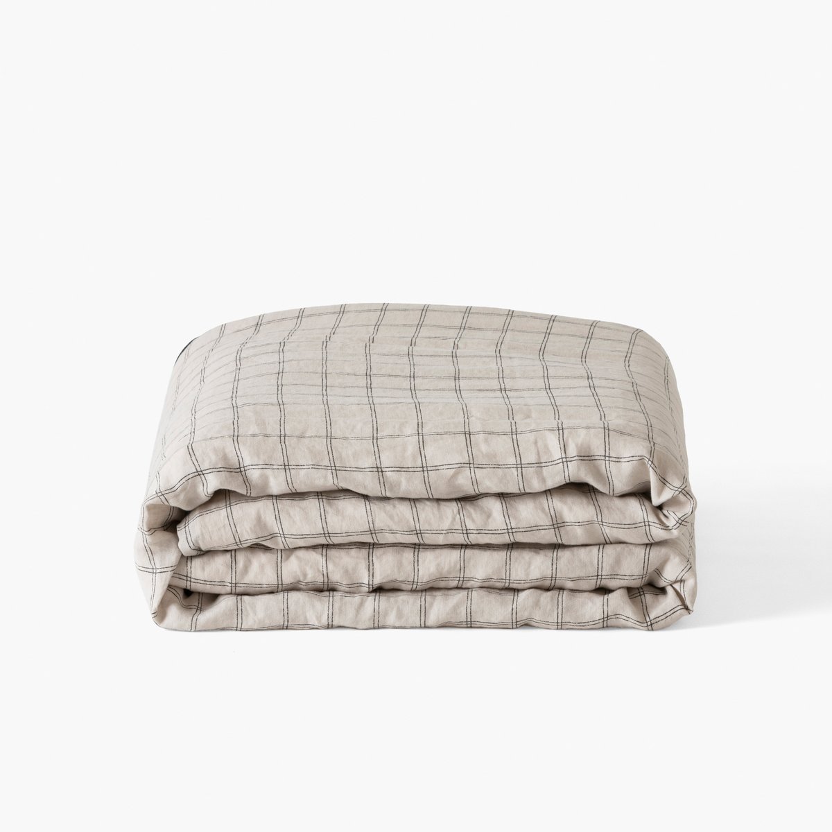 Housse de couette Grege Floral SONGE charbon carreaux, CARRE BLANC