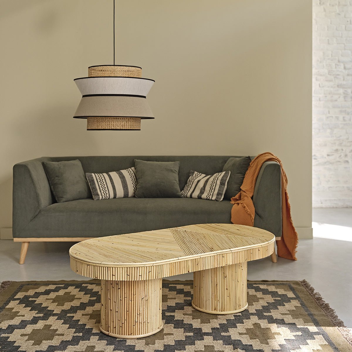 Table basse en canne de rotin 120 cm  ALMA naturel, BERAH GETAH